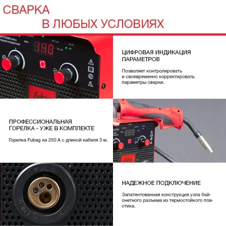 FUBAG Сварочный полуавтомат IRMIG 180 SYN с горелкой 250 А 3 м в комплекте в Туле фото