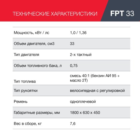 FUBAG Бензиновый триммер FPT 33 + Триммерная леска сечение витой квадрат L 130 м * 2.4 мм в ПОДАРОК в Туле фото