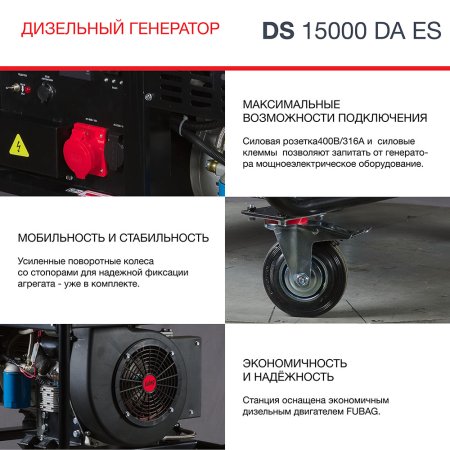 FUBAG Дизельный генератор (трехфазный) с электростартером и коннектором автоматики DS 15000 DA ES в Туле фото